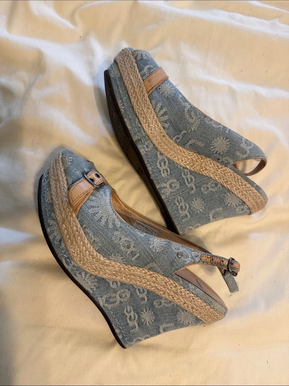 Blue Espadrille Wedge Slingback Shoes